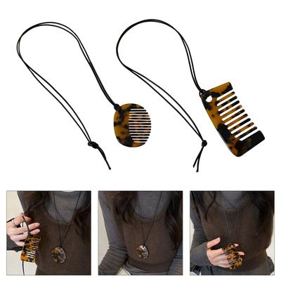 Moderna Cadena con Colgante de Peine para Peinar Flequillo Portátil Resistente Accesorio de Joyería Acrílico para Mujeres Damas Uso Diario