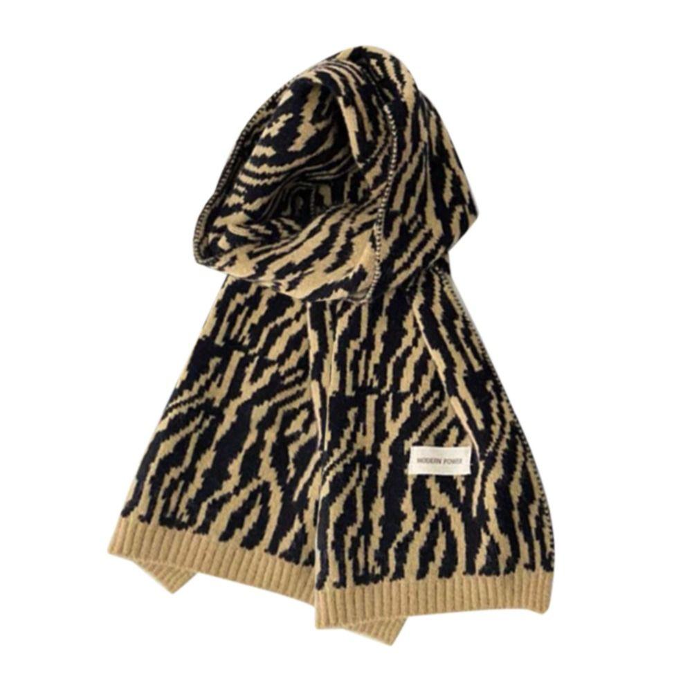 

Снуд Вязаный Шерстяной Шарф Ветрозащитный Зимний Леопардовый Принт Шарфы Лыжный Мотоциклетный Шарф Осень Зима Zebra Black Brown