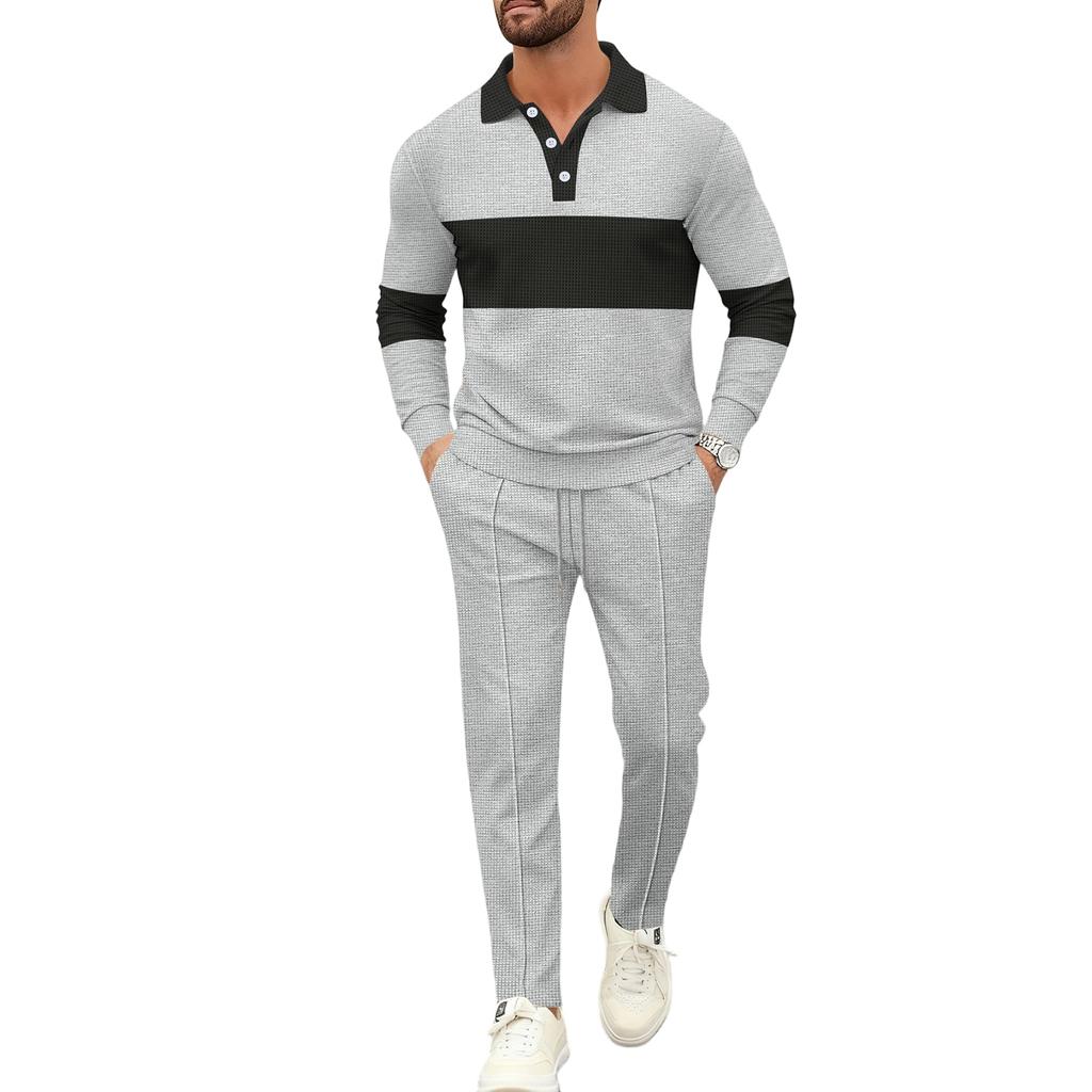 Herren  Freizeit  Umlegekragen  Lange Ärmel  Hose  Set