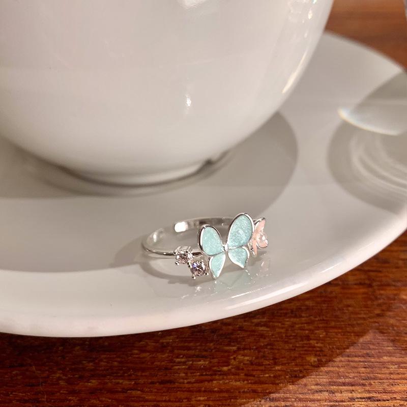 Zir*****il drop butterfly flower opening ring Korean small fresh temperament index finger ring niche versatile light luxury jewelry