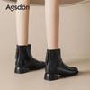 Augustine velvet short boots new winter square head thin boots thick heel British style boots