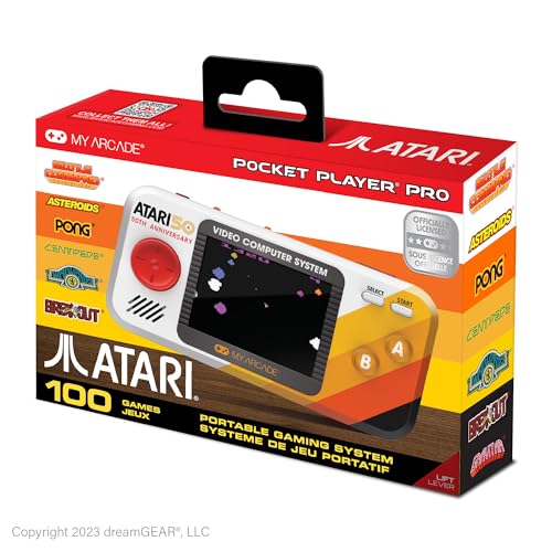 My Arcade Atari Pocket: Portable Video Game System with 100 Games, 2.75-inch Color Display, Ergonomic Design