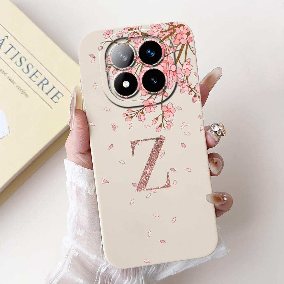 For Redmi Note 14 Pro Plus 5G Case Fashion A-Z Letters Luxury Flowers Shockproof Silicone Cover For Redmi Note 14 Pro+ 5G Funda