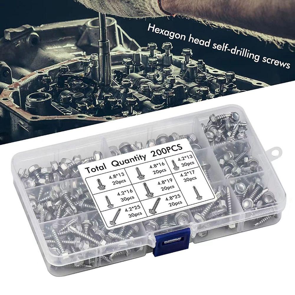 200pcs Flat Head Self-tapping Screws Cross Head Hardware Fastener Sheet Metal Screws  Wood