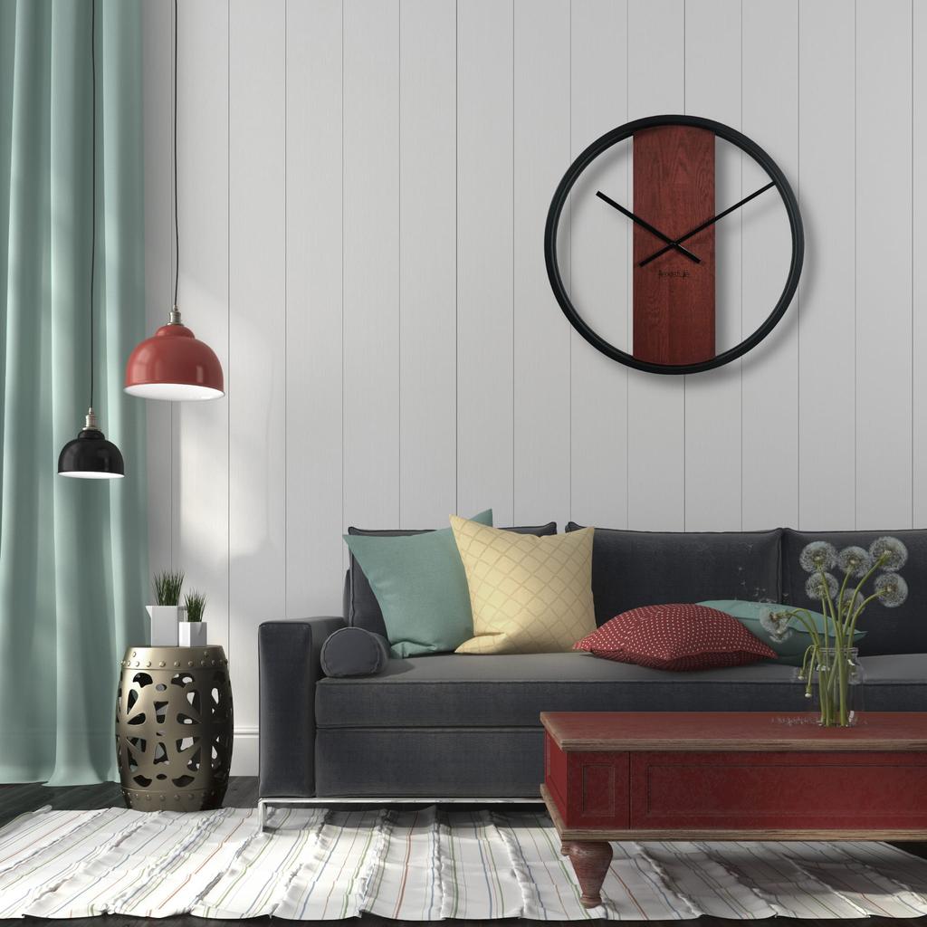 Wooden loft oval mahogany wall clock 50cm