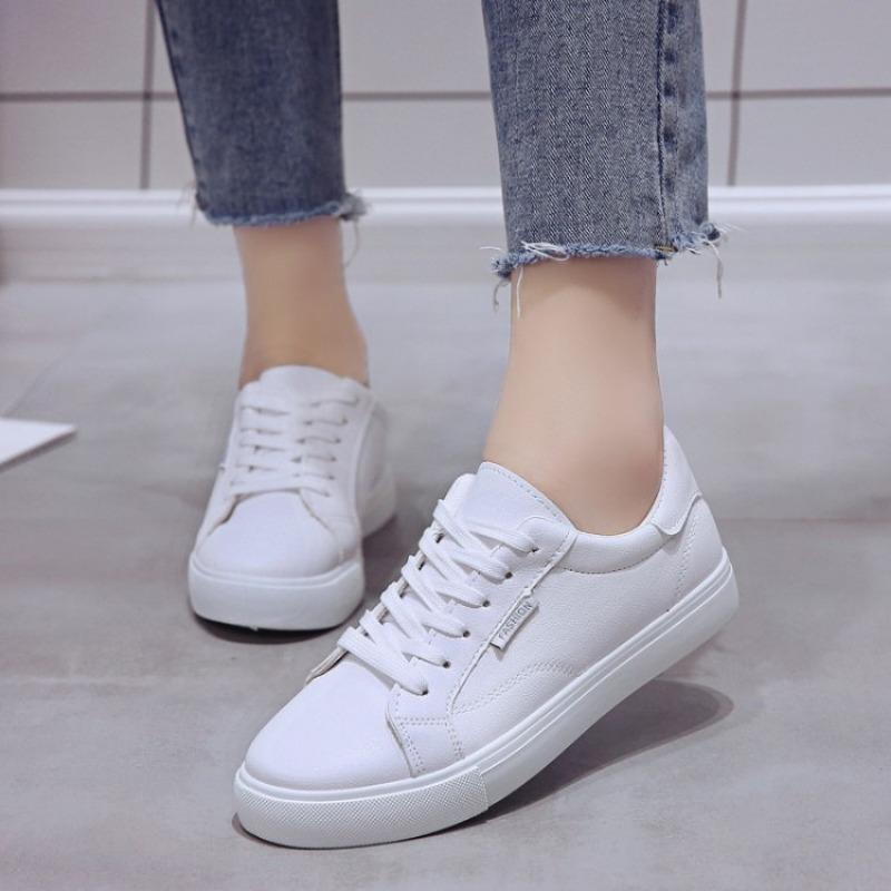 Desginer Women Sneakers Breathable Students Casual Sports Shoes Girl Flat Leather Pu White Shoes Woman Vulcanize Shoes
