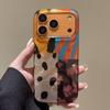 Abstract Color Block Polka Dot Large Window Phone Case For iPhone 17 16 15 14 13 12 11 Pro Max Clear Cover Trendy Art Funda