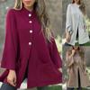 Damen Wollmischung Mantel Einreihig Lässige Jacke Langarm Stehkragen Mittellang Winter Oberbekleidung