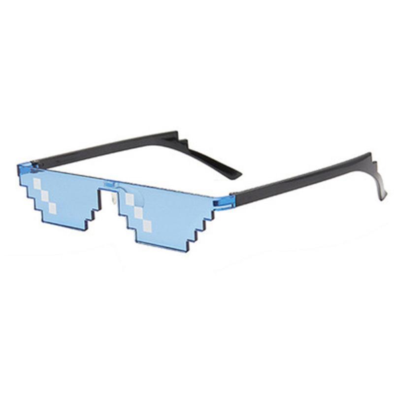 

Веселі мозаїчні сонцезахисні окуляри Retro Pixel Gamer Robot Thug Life Sunglasses For Birthday Party Cosplay Blue frame single row
