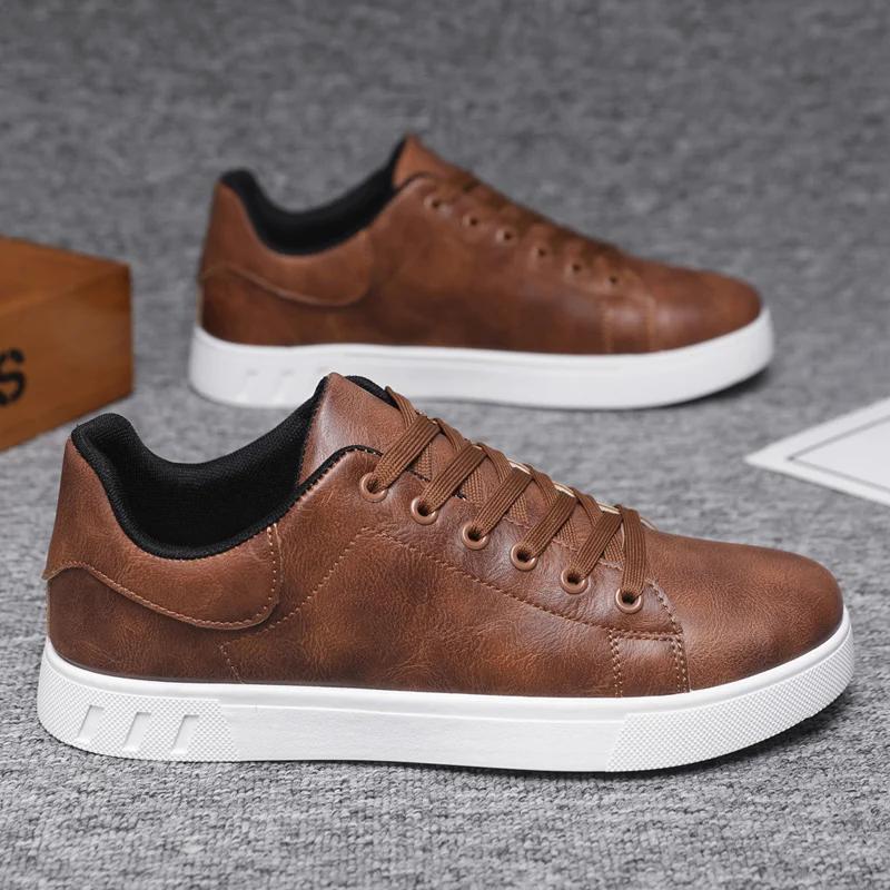 Men Cheap Brown Men's Shoes Sale Comfortable Skateboard Shoes Man Urban Sneaker Zapatillas Hombre Trend Leather Casual For