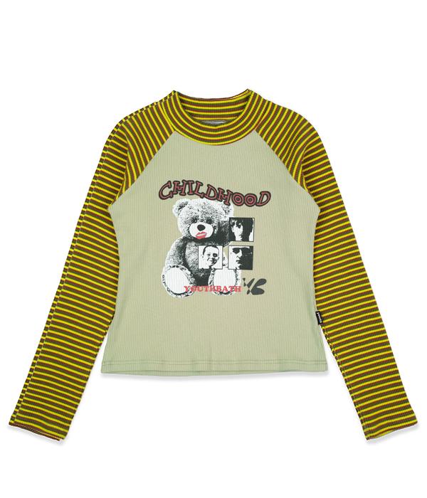 Youth Bath Raglan Bear Long Sleeve_Lime Lime/M
