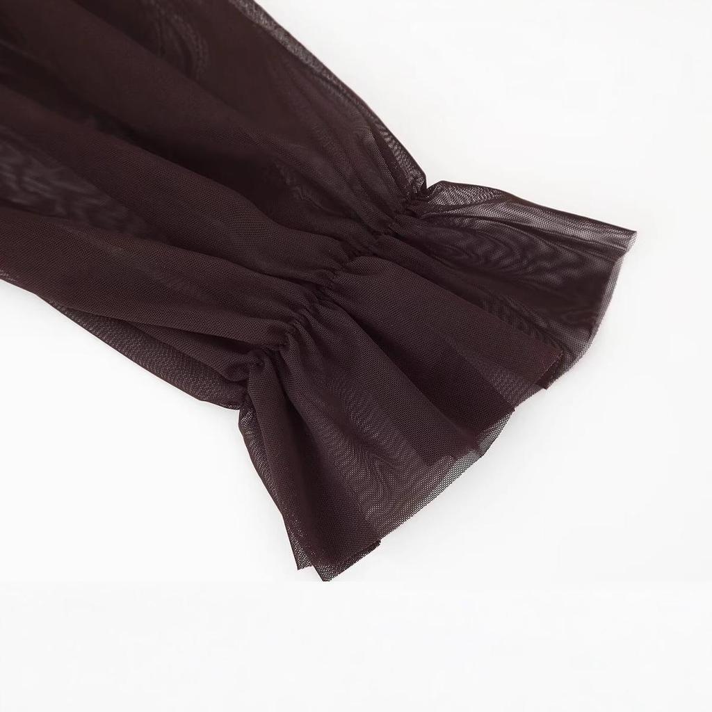 American-Style Layered Round Neck Long Sleeve Dress for Women - Spring 2025 European Collection