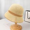 Women's summer cut-out color block short-brim fashion basin hat travel sunshade hat
