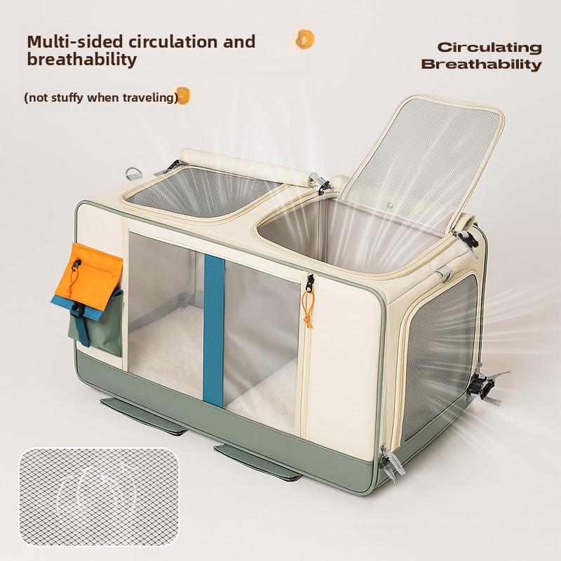 Good-looking Cat Carrier Backpack Multi-Pet Rolling Suitcase with Wheels Large Dog & Cat Travel Trolley Breathable Cats Carriers