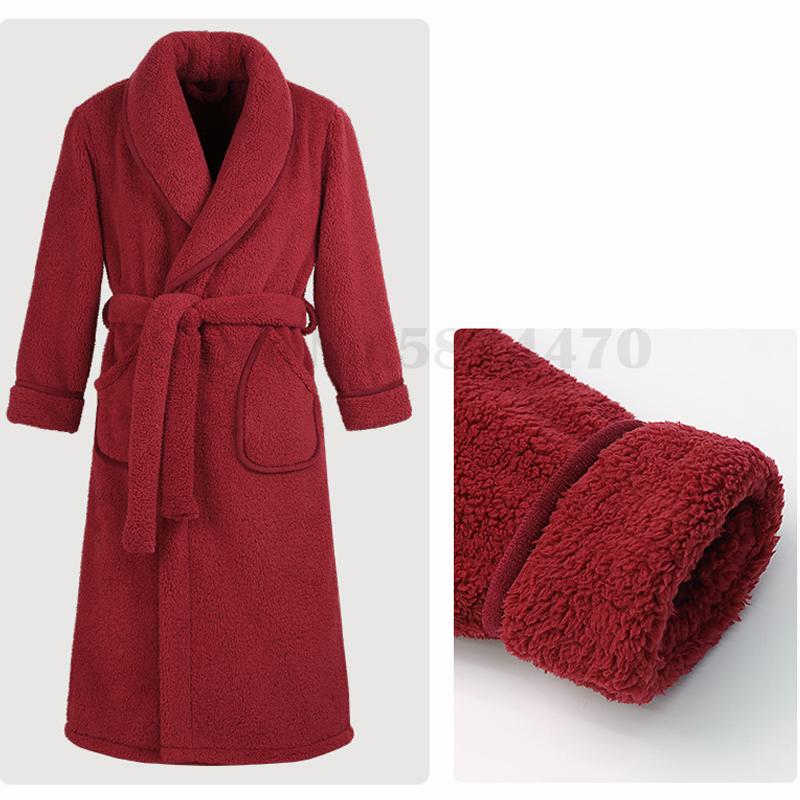 Vinterflanell Par Lång Morgonrock Loungewear Förtjockad Korallfleece Kimono Badrock Morgonrock Sovkläder Lös Vardags Varm Hemkläder