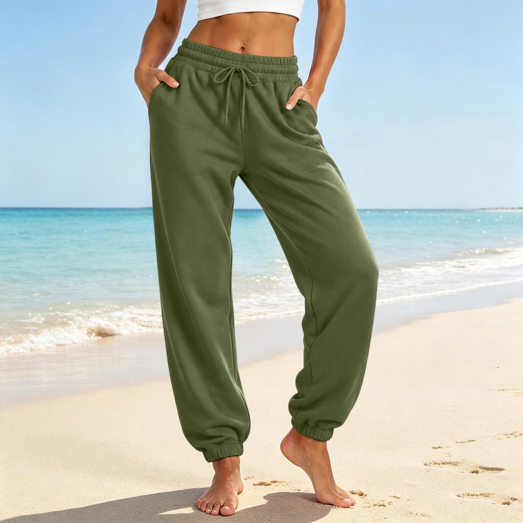 Pantalones Jogger Casuales para Mujer con Bolsillos, Color Pantalones Sueltos con Puños