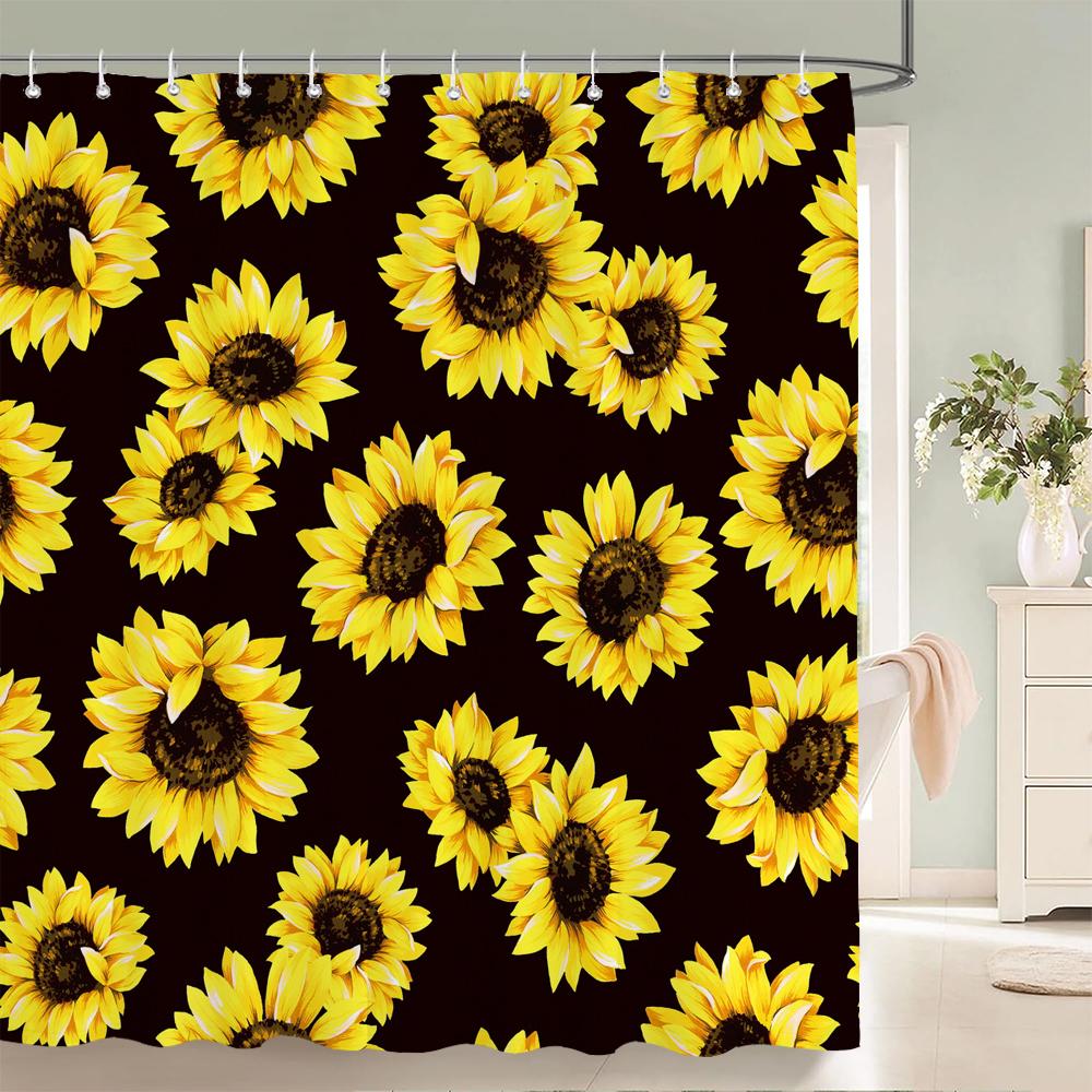 Beautiful Colorful Sunflower Flower Printed Shower Curtains Frabic Waterproof Polyester Decor Bath Curtain With Hooks 240x180cm