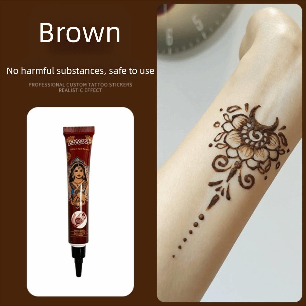 Semi-permanentní Henna Pasta Kužel Snadno Použitelný Mehndi Barva na Tělo Henna Tetování hnědá