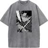 Levi Ackerman Manga Print T Shirt Attack On Titan Streetwear Men Women High Quality Cotton T-shirts Harajuku Retro Washed Tshirt