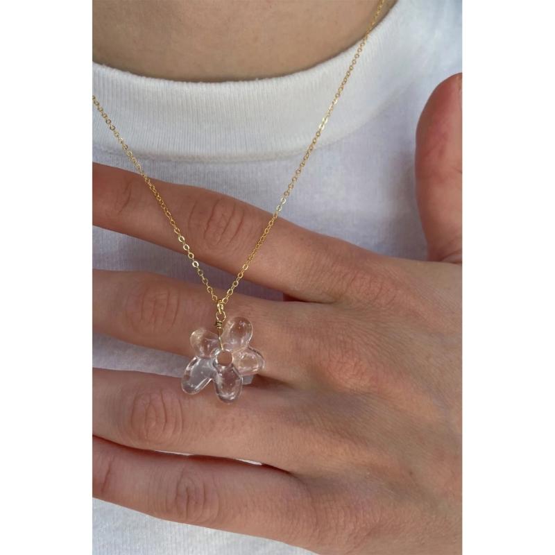 Small Flower Choker Floral Pendant Necklaces Pendant Necklace Alloy Material Pendant Choker Y2K Neck Jewelry for Daily