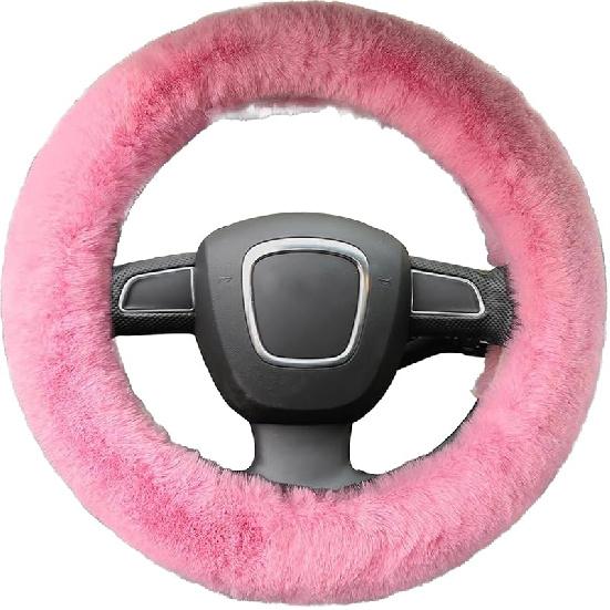 Fluffy Steering Wheel Cover For Women, YUNXNYC Fuzzy Winter Fashion Wool Fur Soft Furry Steering Wheel Covers Warm Plush Non-Slip Car Decoration