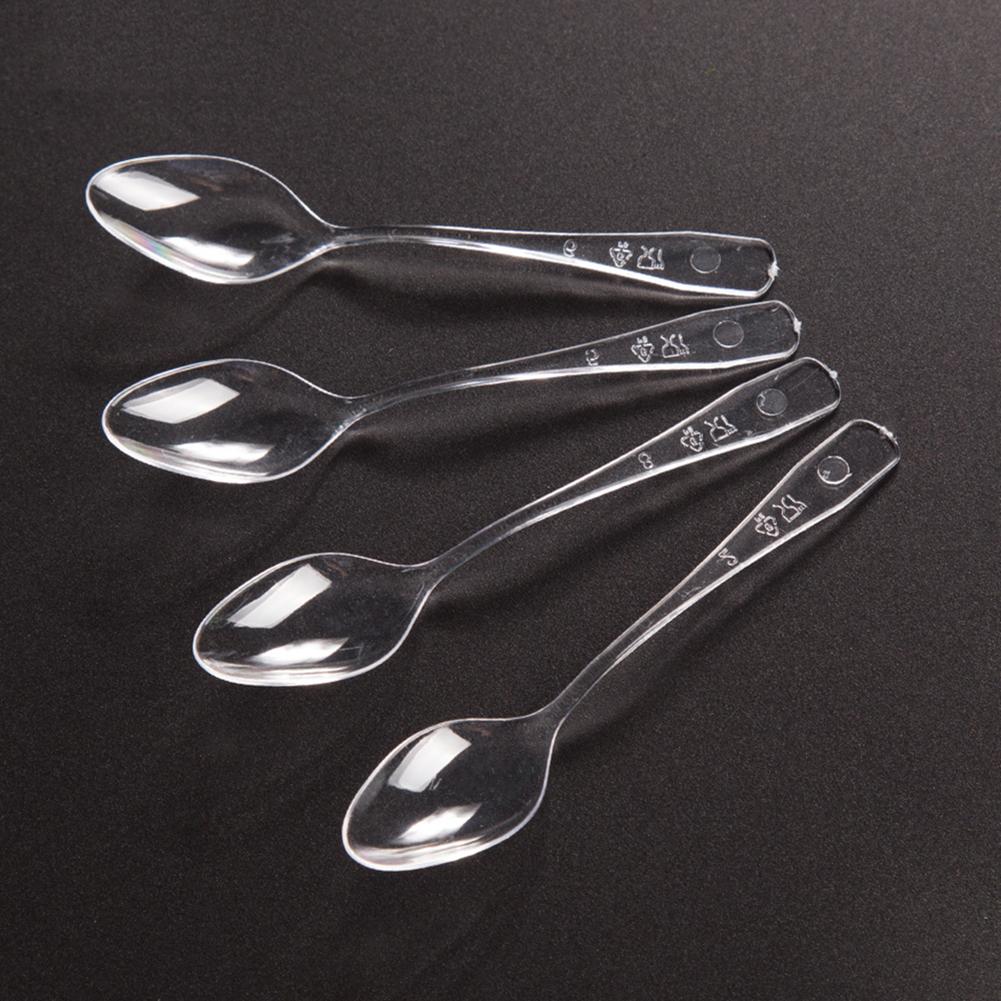 500-100pcs Dessert Scoop PS Hard Plastic Disposable Sundae Scoop Trial Scoops for Banquet Restaurant Kitchens Flatware Supplies
