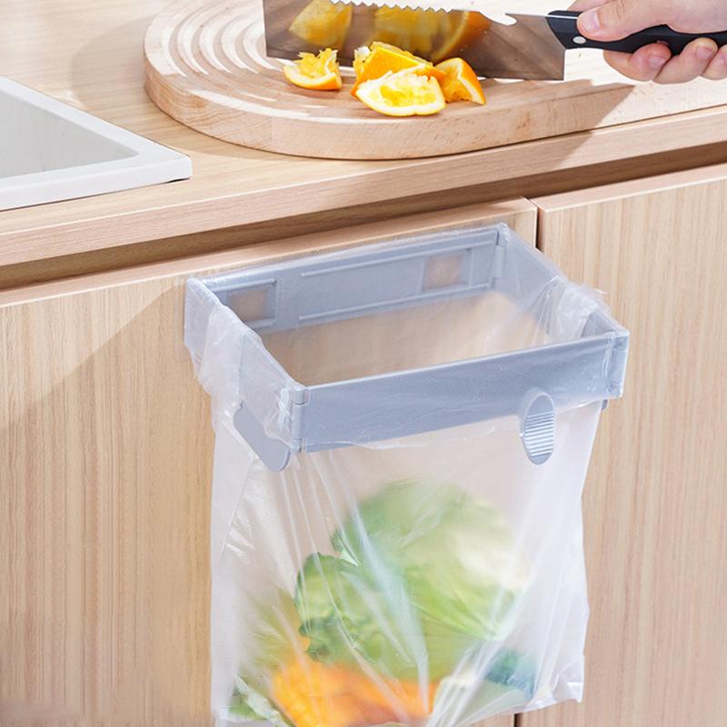 Foldable Trash Bag Holder Wall-Mounted Kitchen Garbage Bag Organizer Hanging Plastic Bag Film Storage Rack Container Dispenser