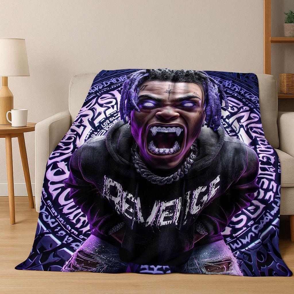 3D Top Rapper Legend Star Art Cartoon Hip Hop Flannel Blanket,Cozy Soft Throw Blanket for Home Bedroom Bed Sofa Cover Gift
