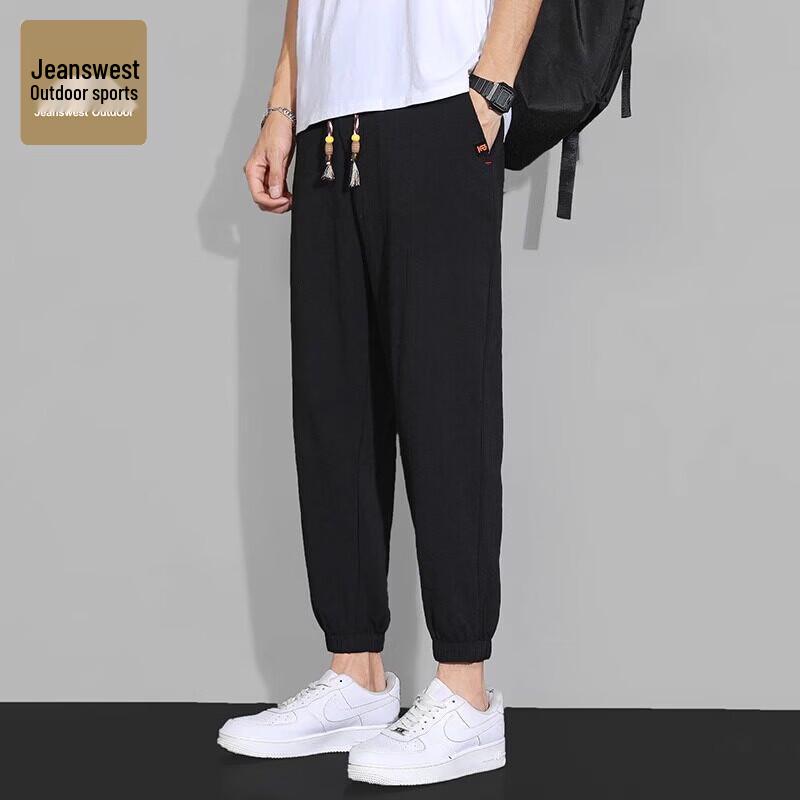 Men s Summer Ice Silk Linen Blend Jogger Pants 4XL