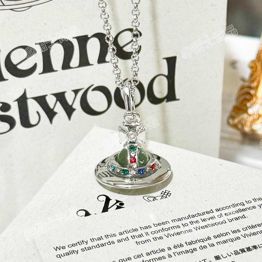 Vivienne Glacier Blue ORB Necklace - Women's European & American Style 3D Planet Saturn Pendant