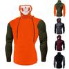 Mens Mask  Splicing Pullover Long Sleeve Hooded Sweatshirt Tops Blouse