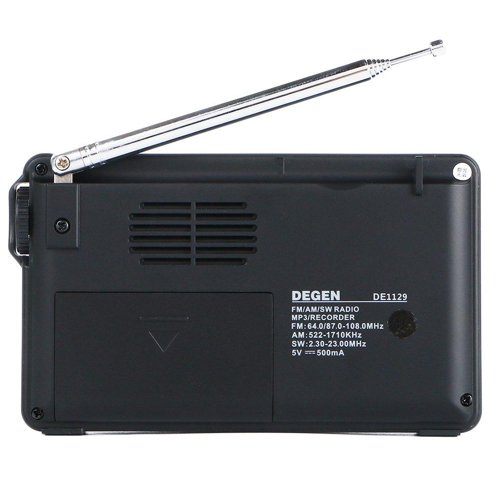 DEGEN DE1129 Zestaw zapasowy Cyfrowy DSP Krótkofalówka Przenośny BCL FM Pasmo światowe 248 stacji Zaprogramowane nagrywanie i głosowa Wbudowana karta MicroSD 4 GB USB Uśpienie