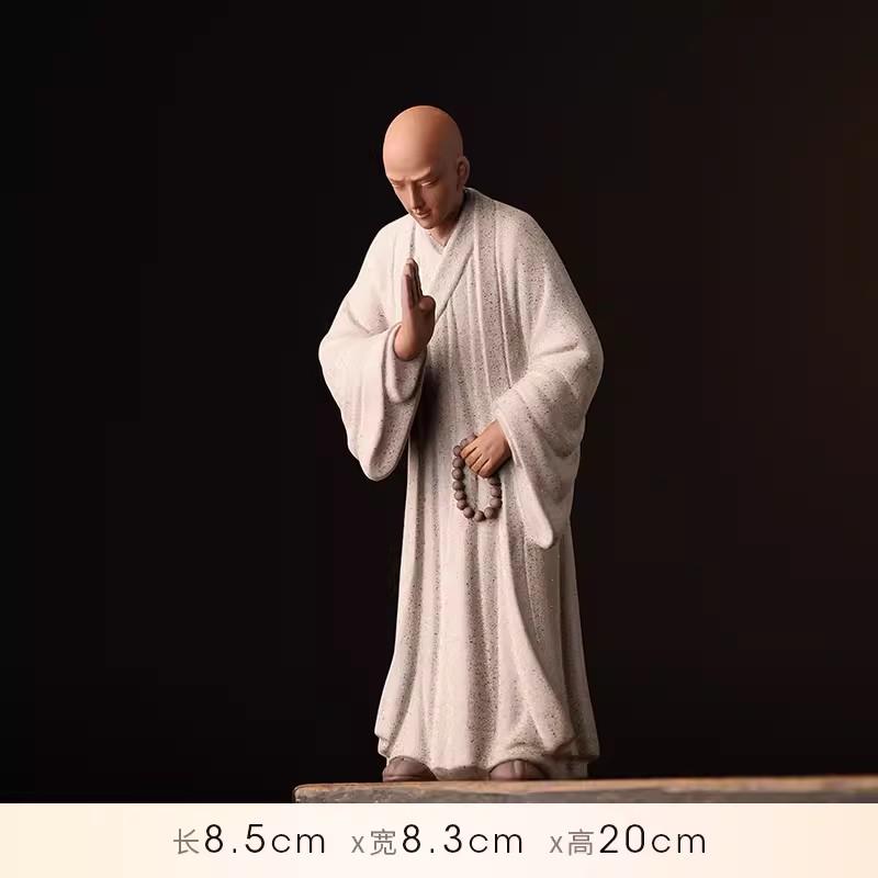 

Скульптура для медитации «Маленький монах-буддист Шами», керамические статуэтки, китайские статуи фэншуй для чайной комнаты, украшения, подарка