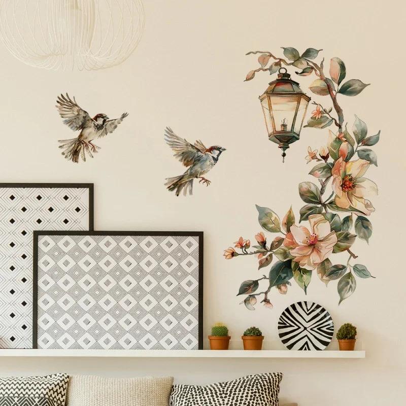 Pink Flower Pendant Light Wall Sticker Removable Wall Art Decor Waterproof Stereo Flower Home Decoration for Bedroom Living Room