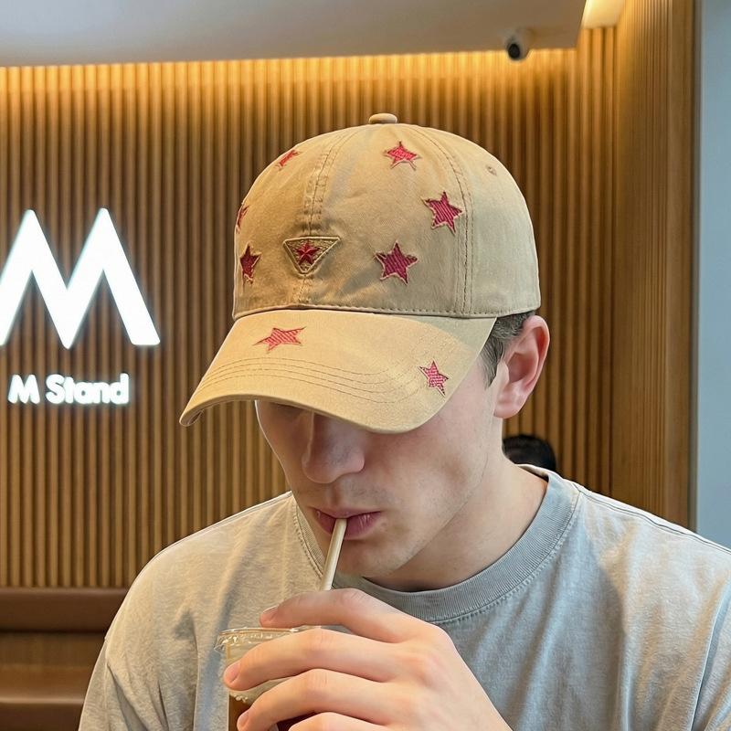 Vintage Five-Pointed Star Embroidered Baseball Cap Unisex Cap Breathable Soft Top Sunhat