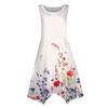 Women's Casual Fashion Round Neck Sleeveless Print Irregular Hem Midi Dress Hem Midi Dress