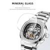 Skeleton Mechanical Watches Rose Gold Case Diamond Bezel Luminous Waterproof Fluororubber Strap Watch