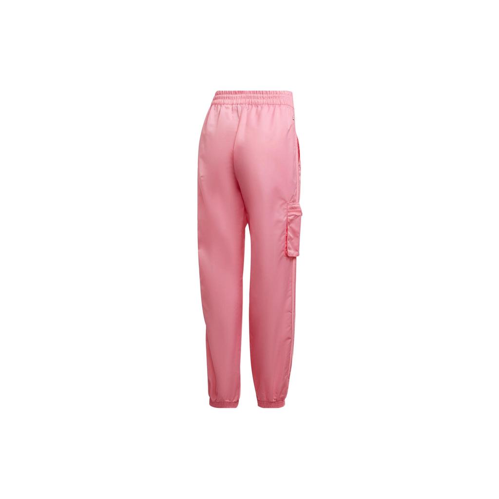 Adidas Originals Solid Color Pocket Logo Label Drawstring Cuff Sports Pants Women Bottoms Pink HL9068
