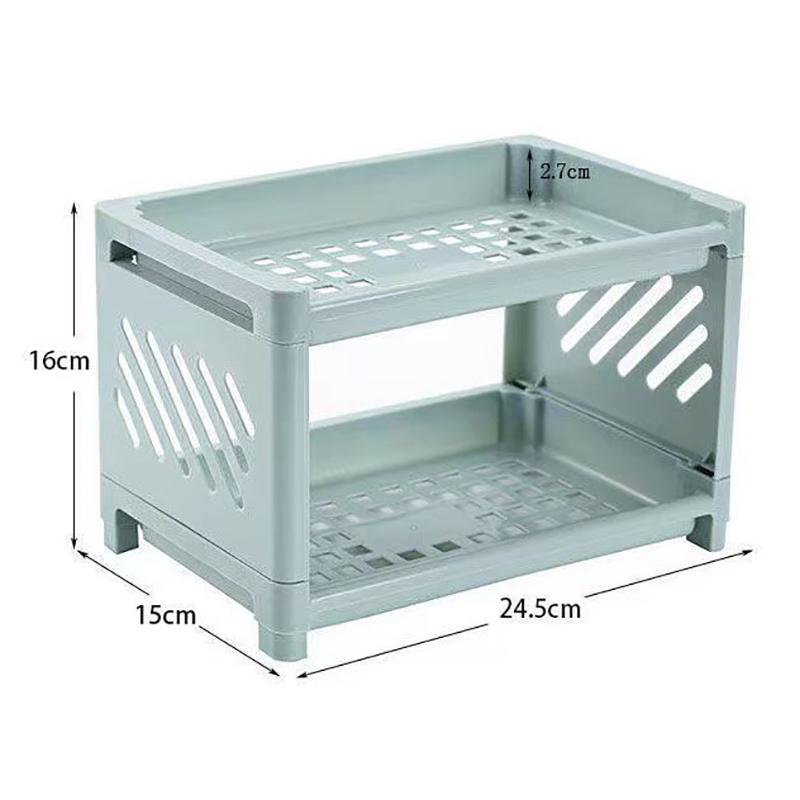Minimalist Pp Desktop Double Layer Storage Rack Rectangular Organizing Student Desk Office Cosmetics Stationery Storage Shelf