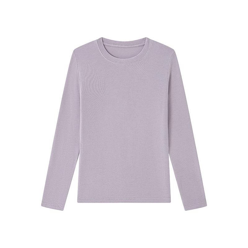 Tencel Woll-Unterhemd Damen Herbst und Winter neu Rundhals-Oberteil schlicht einfarbig warm lange Ärmel