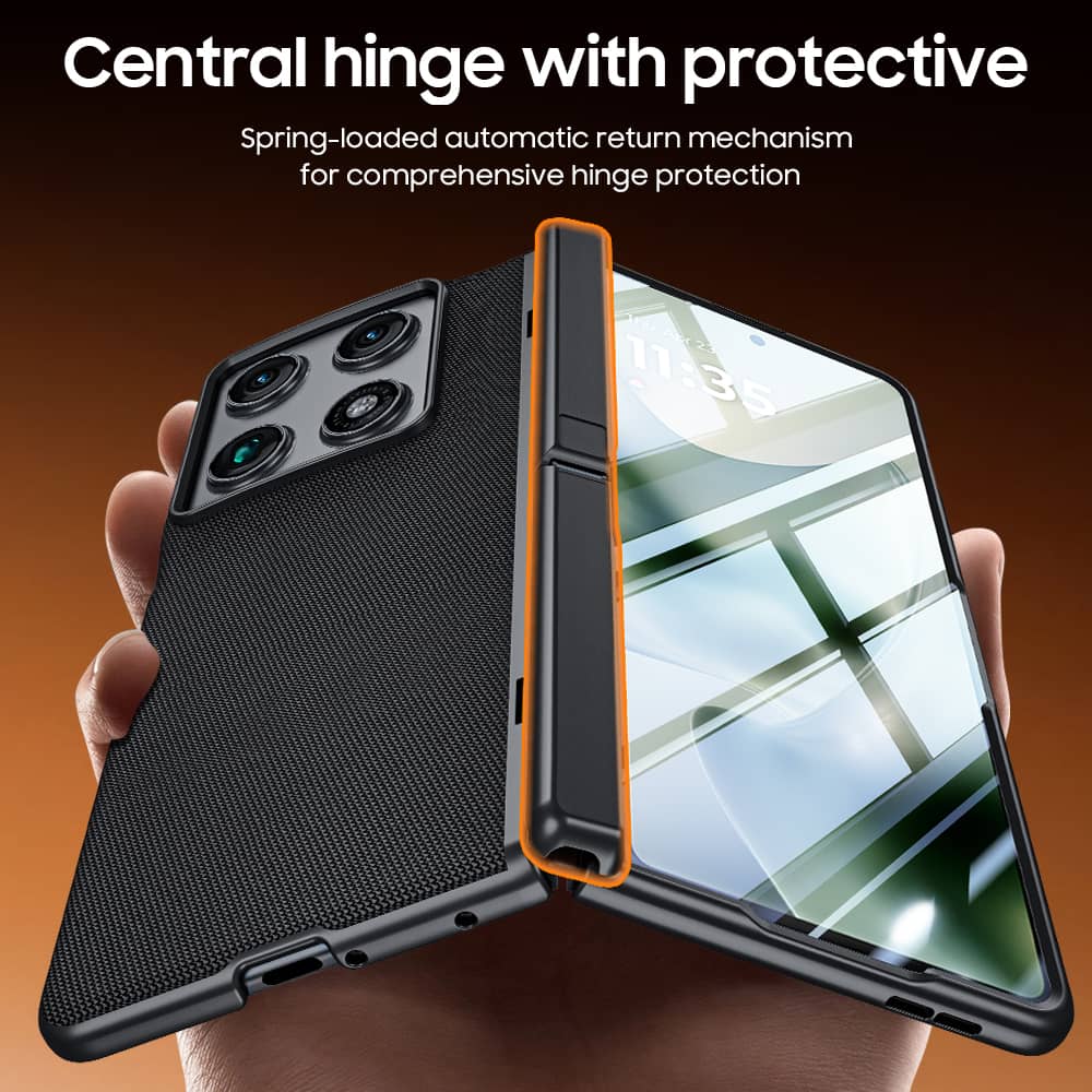 WEFOR Custodia per Motorola Razr Fold, Cover Sottile Antiurto con Protezione Cerniera, Cavalletto Nascosto, Pellicola Protettiva Integrata