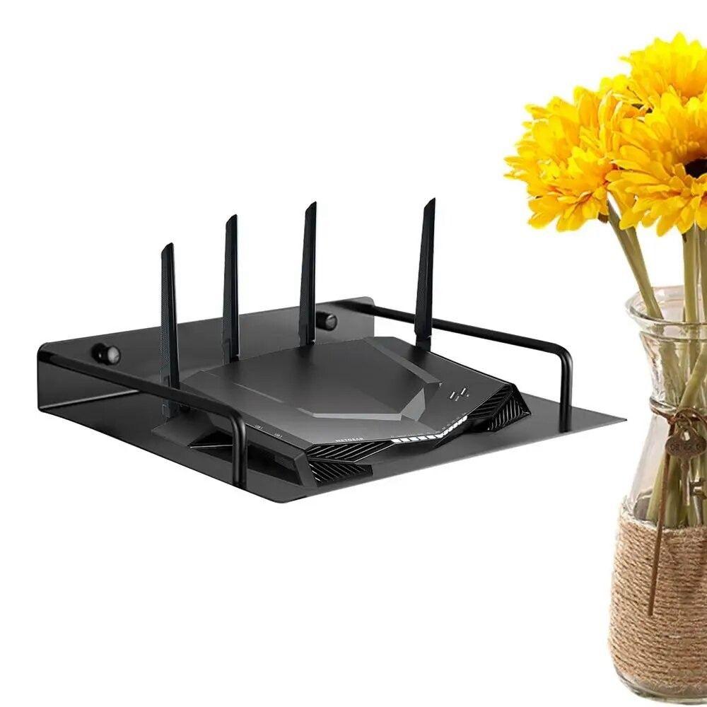 Black/Silver TV Set Top Box Support Rack Single-Layer Storage Shelf Bracket Router Stand  Mini Pc