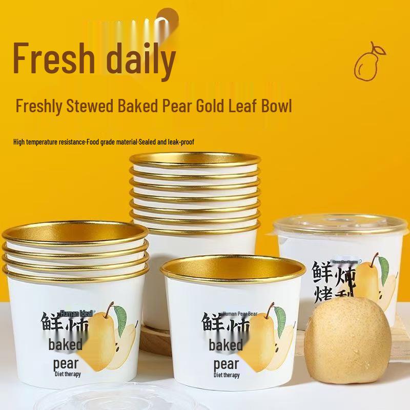 COFLYEE Disposable Roasted Pear Dessert Cups with Lids