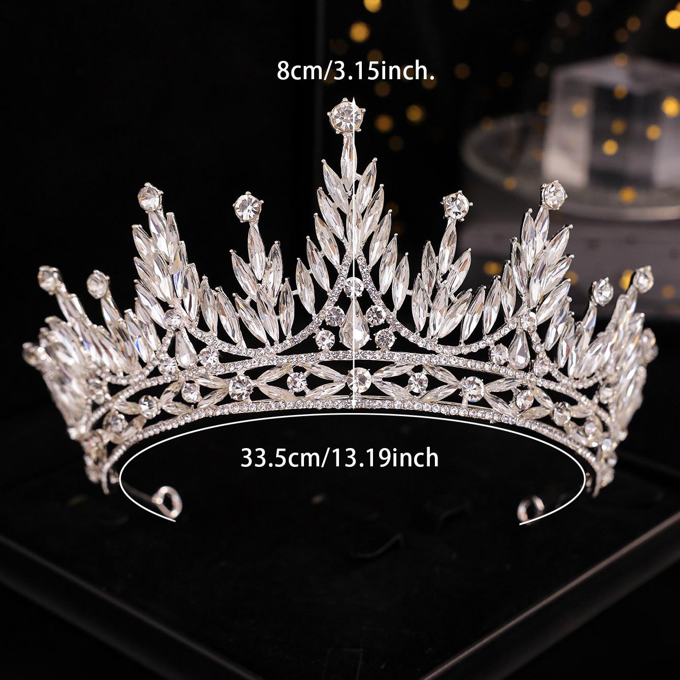 

DIEZI 8 Colors Elegant Purple AB Full Crystal Tiara Crown For Women Girls Party Wedding Rhinestone Crown Hair Dress Accessories срібний