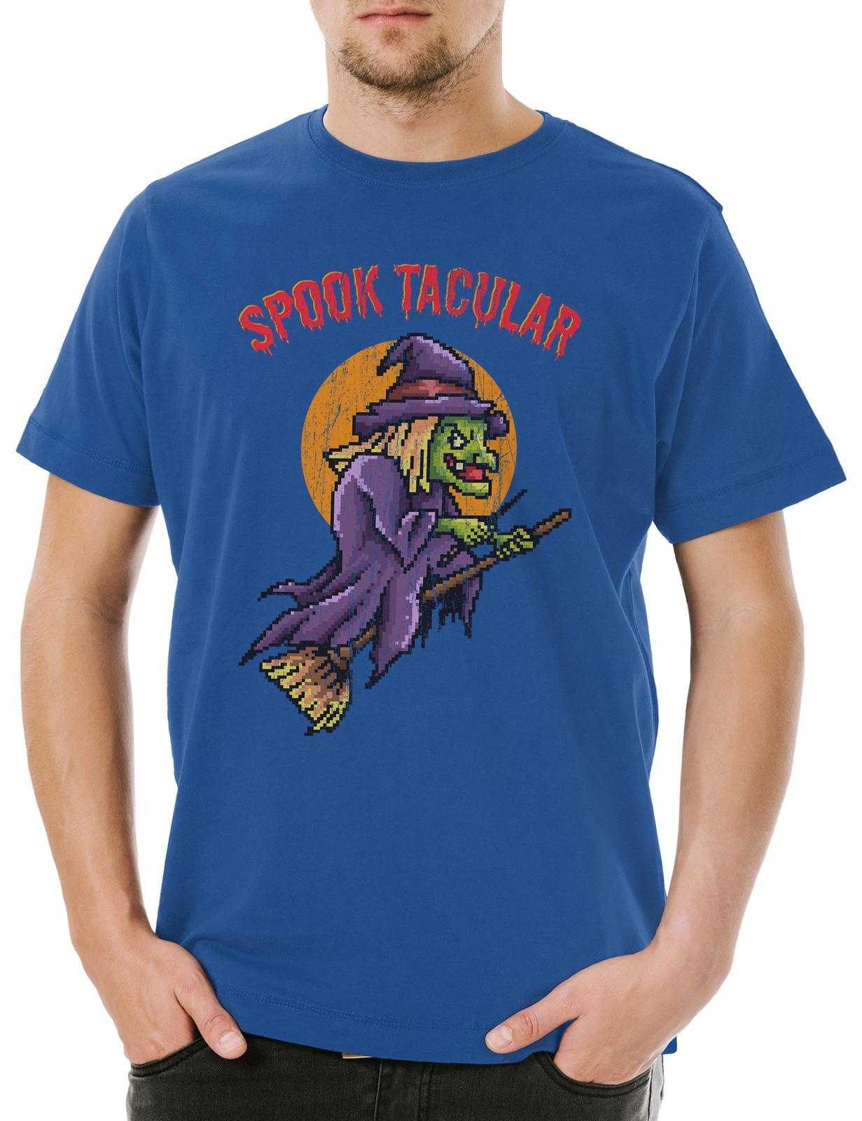 

Spooktacular Mens T-Shirt Mens Womens Tees Top Halloween Witch Witch Cauldron Pixel Retro 2XL