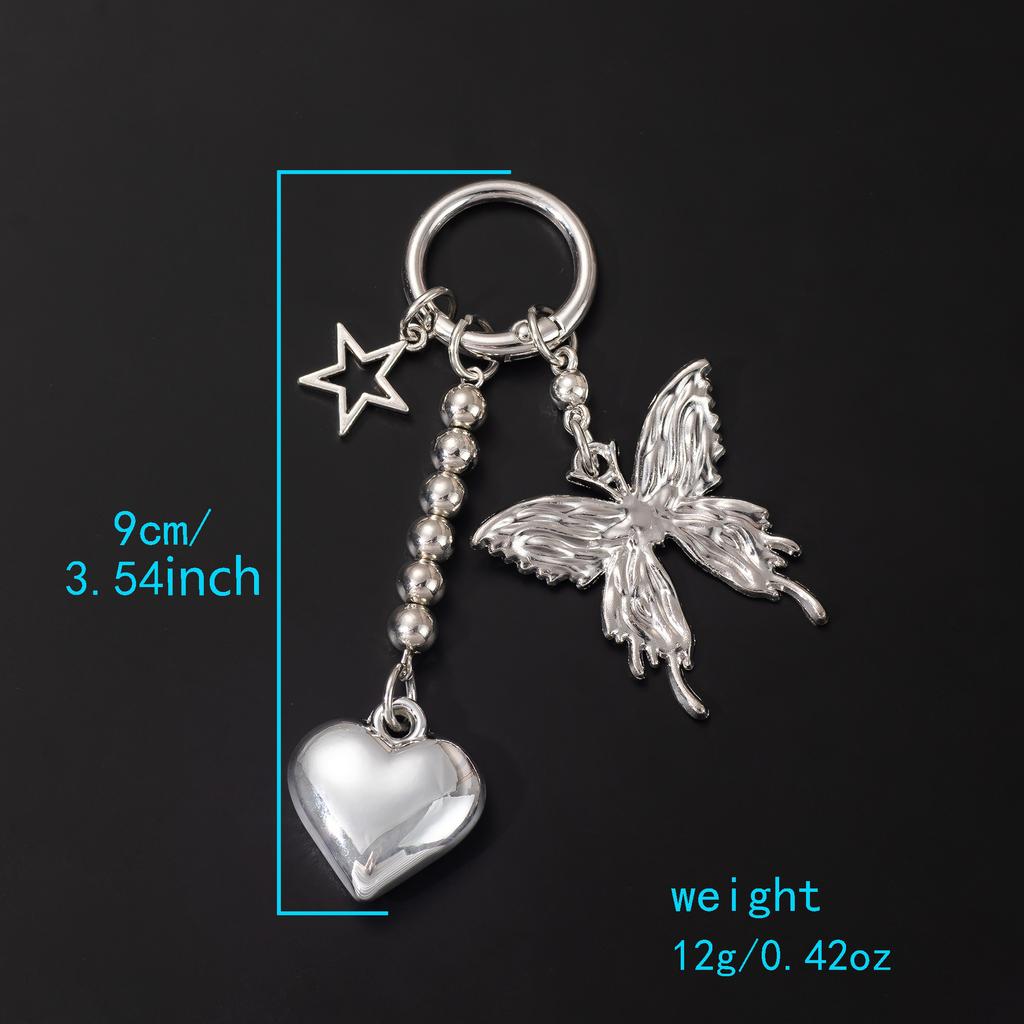 Silver Butterfly Star Women Irregular Liquid Butterfly Charm Bead Chain Ring Bag Pendant Gothic Accessories Bag Charm
