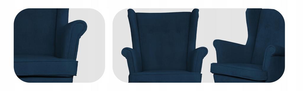 Fotel uszak bujany skandynawski welur Hunter Family Meble granatowy