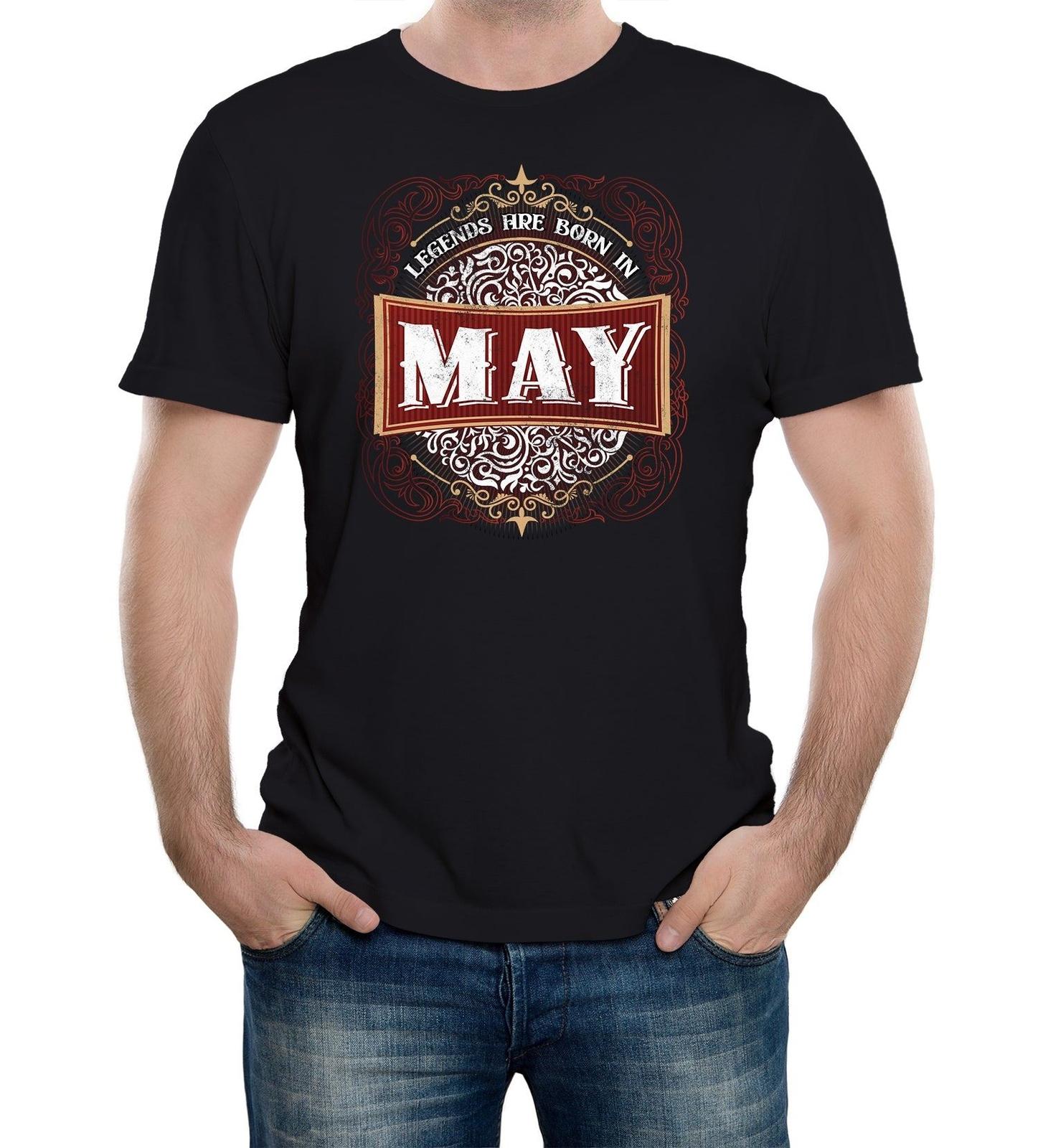 Mens Only Legends Are Born in May Birthday T-Shirt Mens Womens Tees Top Month Gift Present 4XL