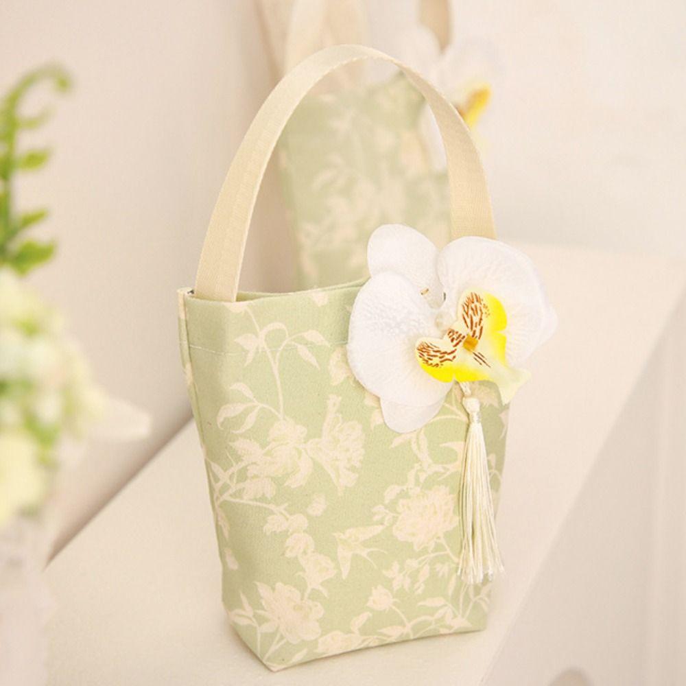 Butterfly Orchid Flower Pendant Wrist Hand Bag Korean Style Wedding Candy Bag  Female/Girls