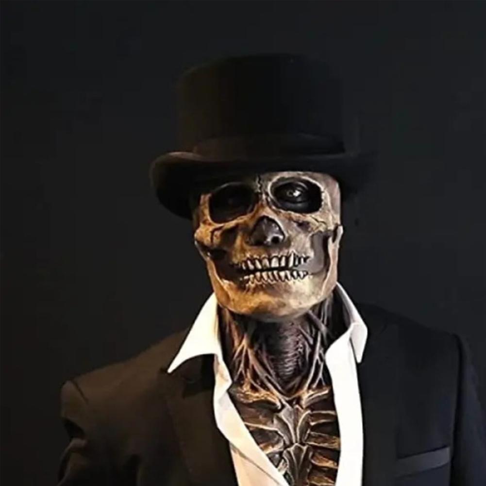 Halloween Animated Talking Mask Glowing Green Eyes Skull Mask Animated Moving Jaw Skull Realistic Halloween Prop Full Head Halloween Skull Mask